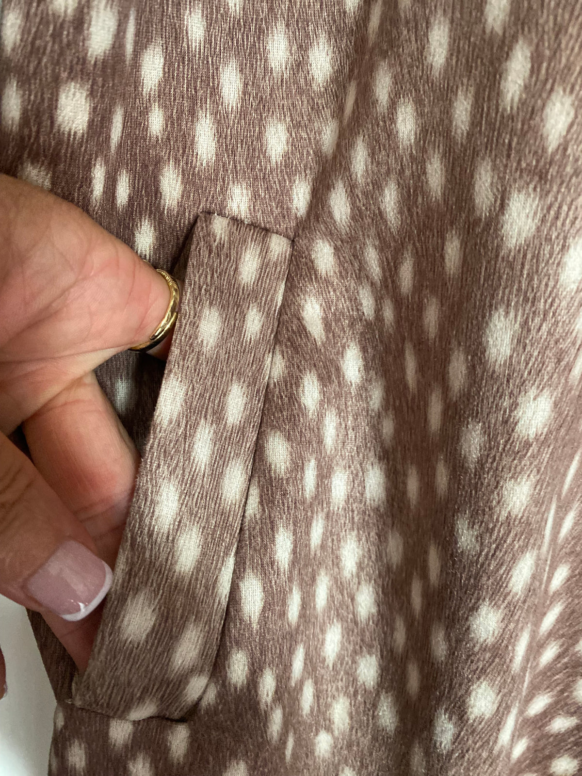 VESTE MI LONGUE SUEDINE IMPRIME BICHE  BEIGE TU 36/44