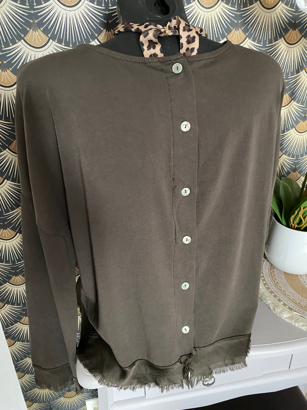 TOP CORINNE TU 38/44  TROIS COULEURS : BLEU MARINE , CAMEL, CHOCO