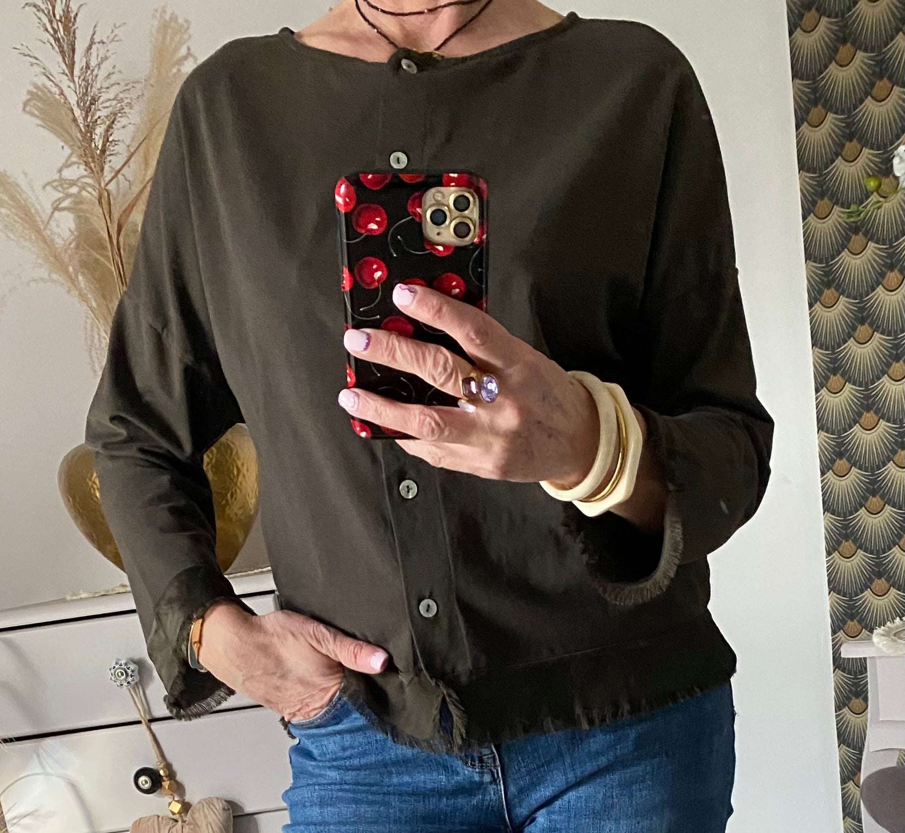 TOP CORINNE TU 38/44  TROIS COULEURS : BLEU MARINE , CAMEL, CHOCO