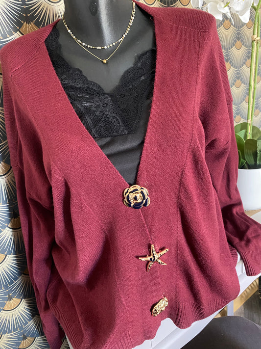 GILET ETOILE DE MER BORDEAUX  36/44