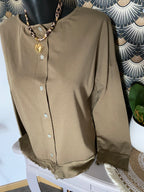 TOP CORINNE TU 38/44  TROIS COULEURS : BLEU MARINE , CAMEL, CHOCO