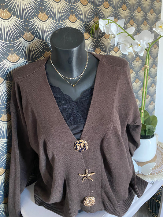 GILET ETOILE DE MER   CHOCOLAT   36/44