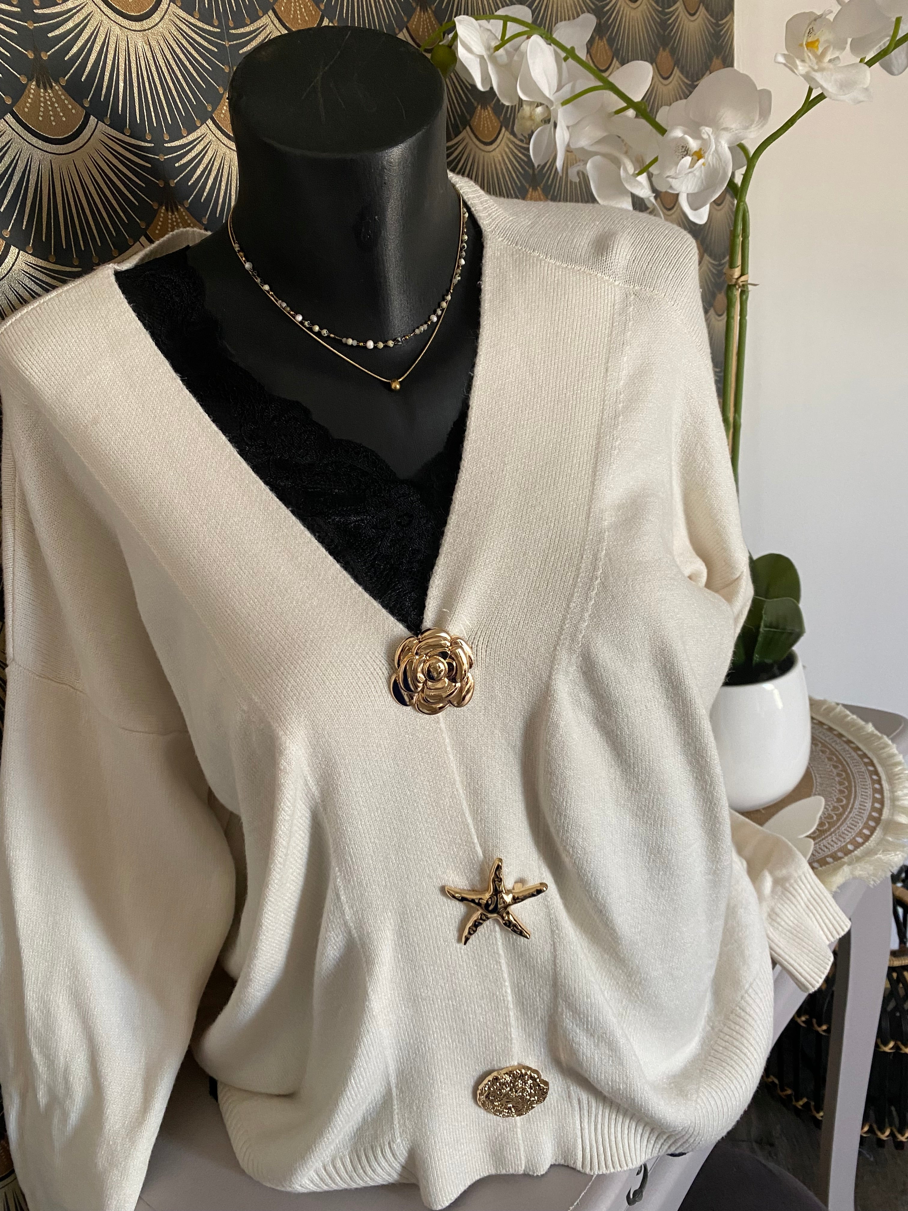 GILET ETOILE DE MER  ECRU   36/44 PETIT 46