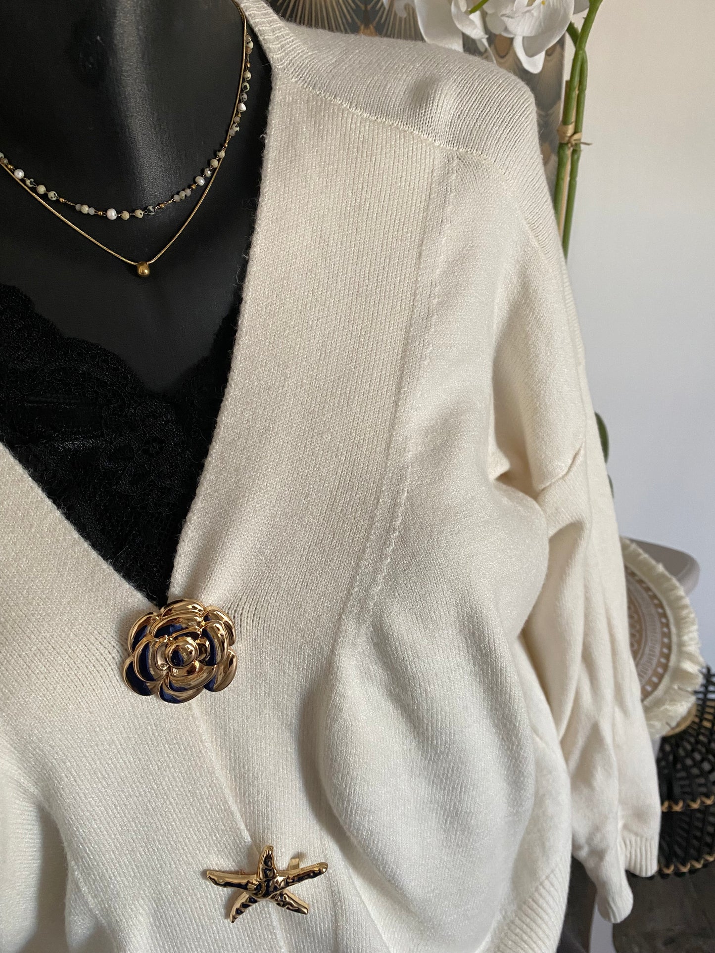 GILET ETOILE DE MER  ECRU   36/44