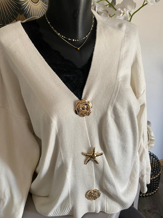 GILET ETOILE DE MER  ECRU   36/44