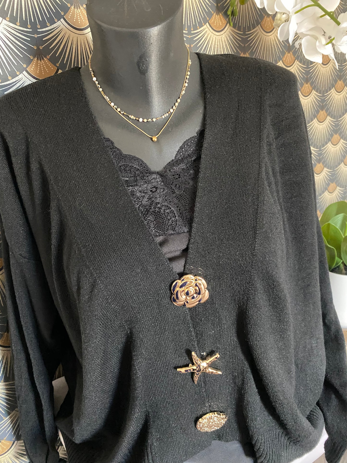 GILET ETOILE DE MER  NOIR   36/44