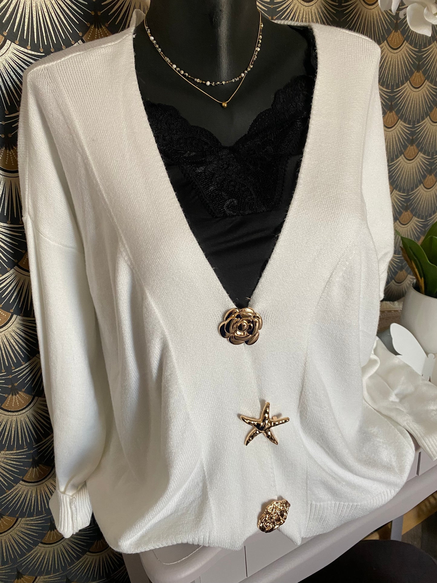 GILET ETOILE DE MER  BLANC   36/44
