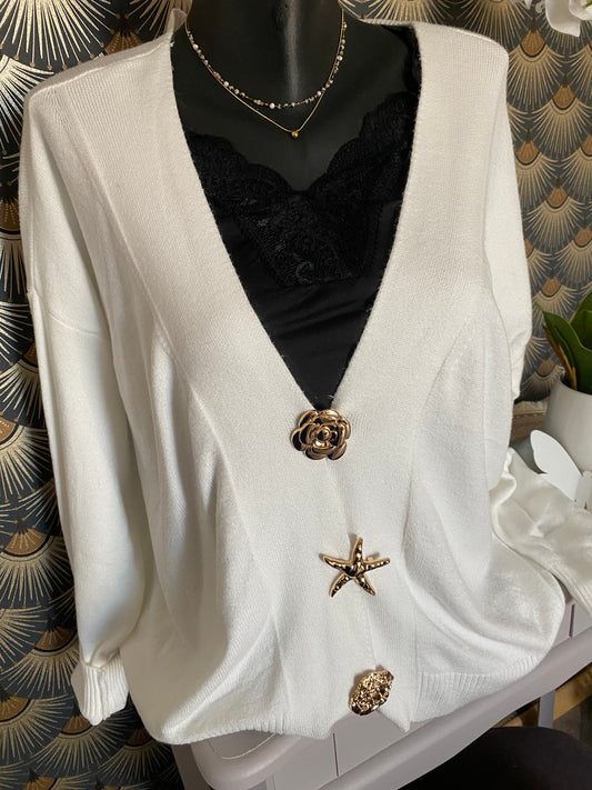 GILET ETOILE DE MER  BLANC   36/44