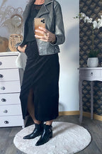 VESTE SIMILI CUIR GRISE    TAILLE:   S