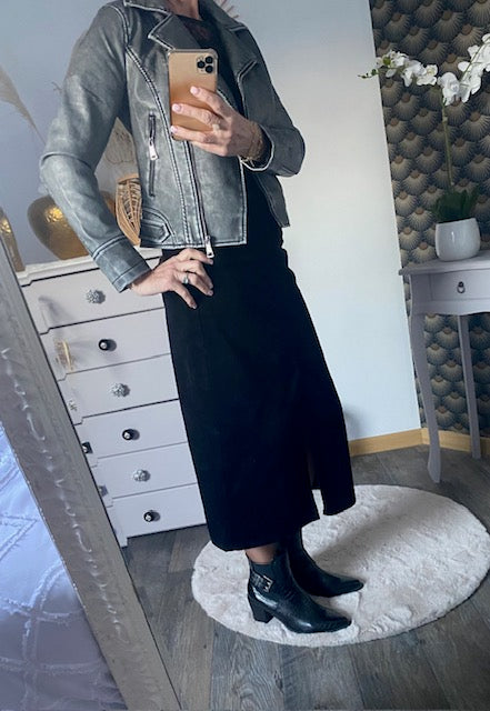 VESTE SIMILI CUIR GRISE    TAILLE:   S