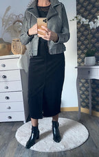 VESTE SIMILI CUIR GRISE    TAILLE:   S