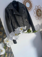 VESTE SIMILI CUIR GRISE    TAILLE:   S