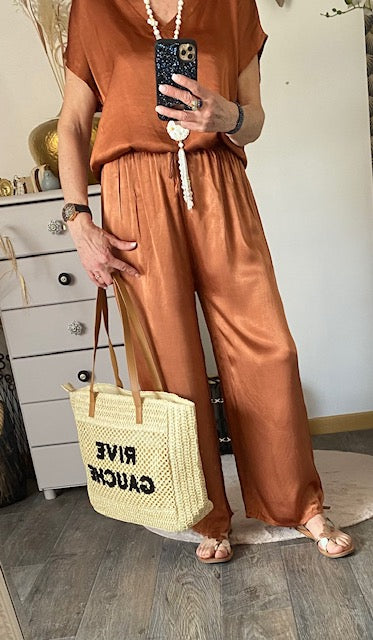 ENSEMBLE SUMMER  BRIQUE  40/44  AVEC SOIE