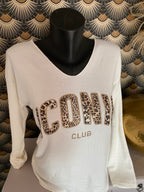 PULL FIN ICONIC LEOPARD  TU 34/42 PETIT 44 ECRU