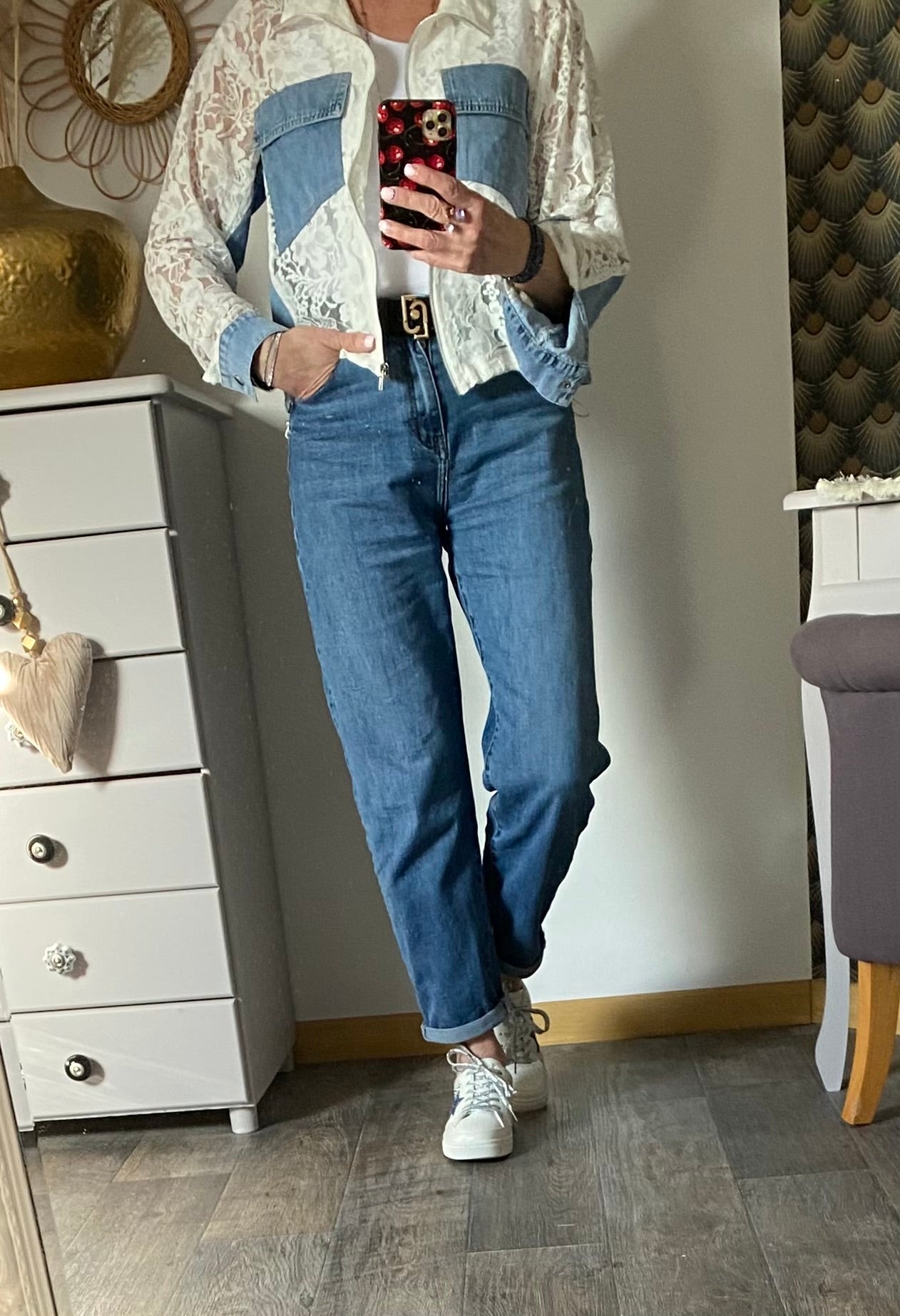 VESTE LOVENA JEAN ET DENTELLE TU 36/42