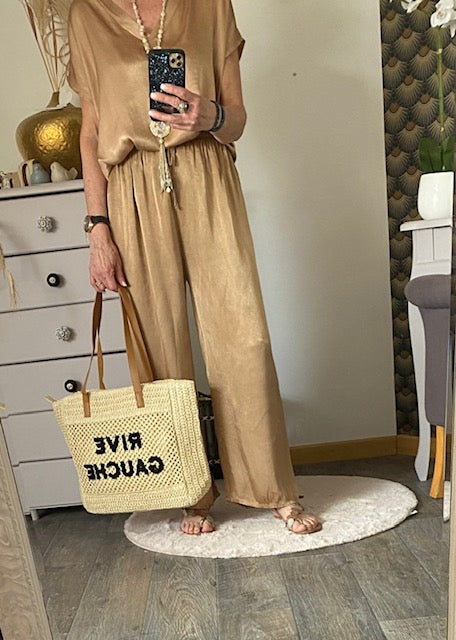ENSEMBLE SUMMER  CAMEL  40/44   AVEC SOIE