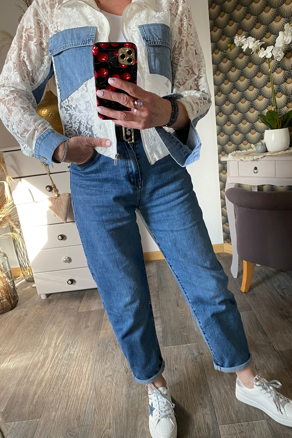 VESTE LOVENA JEAN ET DENTELLE TU 36/42