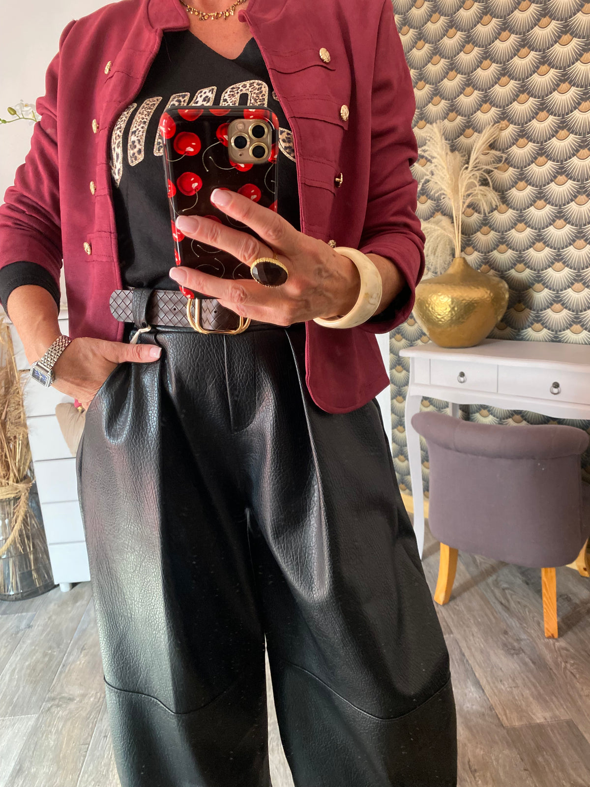 VESTE SUEDINE OFFICIER  TU 34/42 BORDEAUX