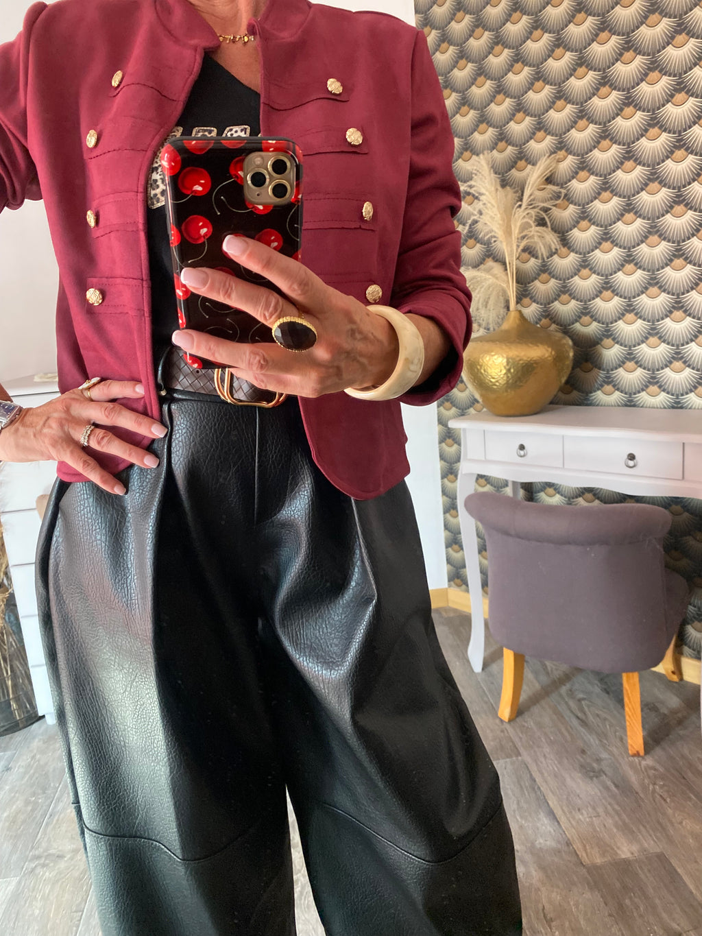 VESTE SUEDINE OFFICIER  TU 34/42 BORDEAUX