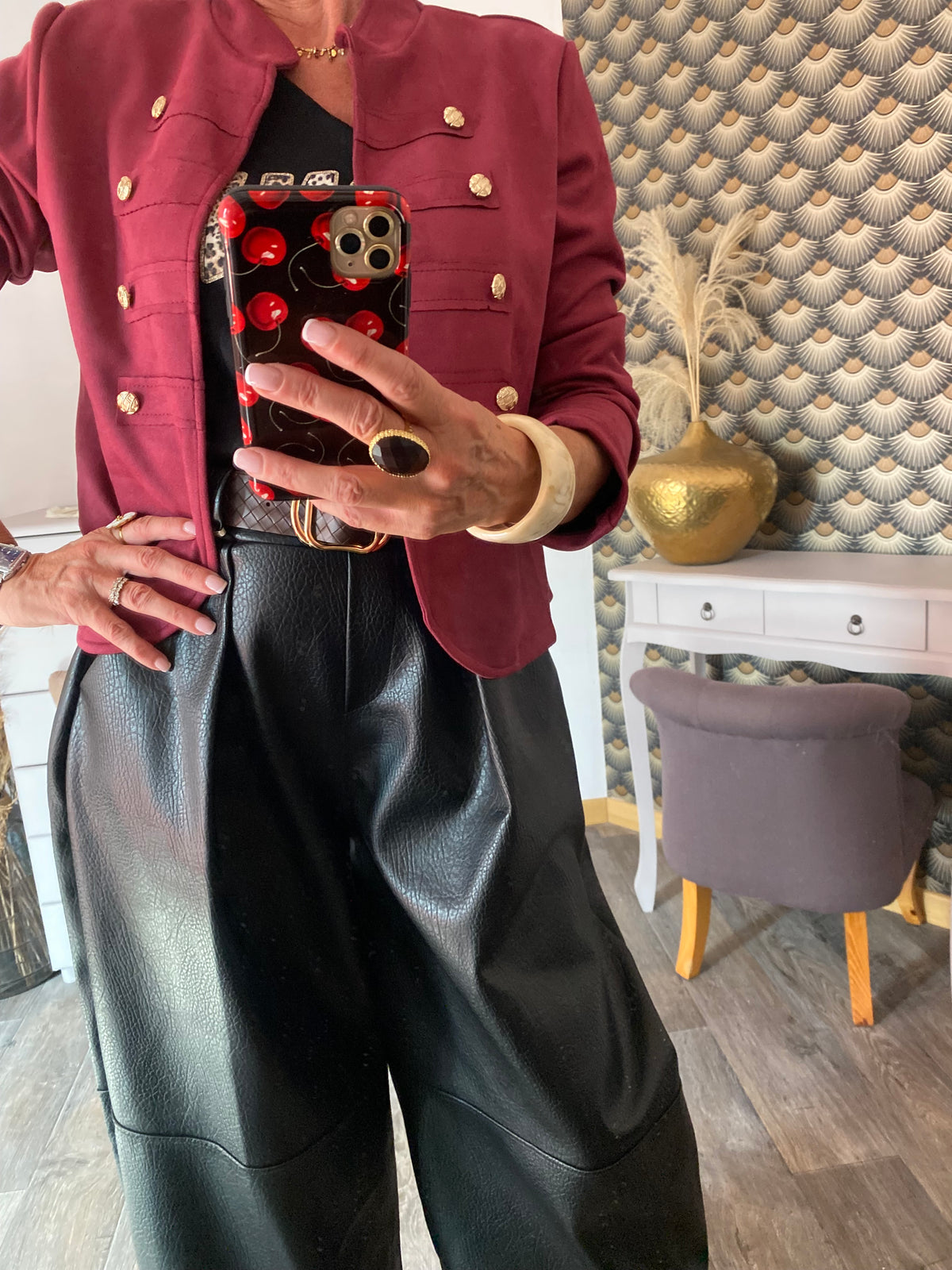 VESTE SUEDINE OFFICIER  TU 34/42 BORDEAUX