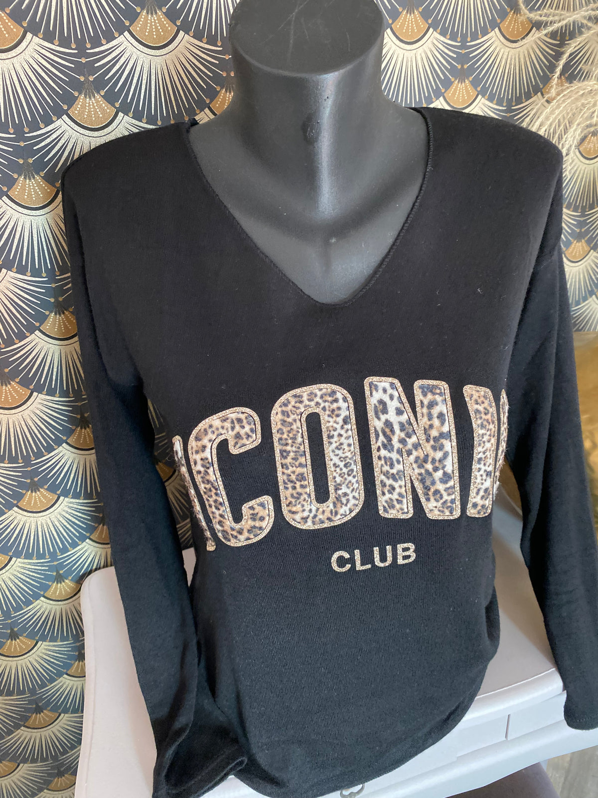 PULL FIN ICONIC LEOPARD  TU 34/42 PETIT 44 NOIR