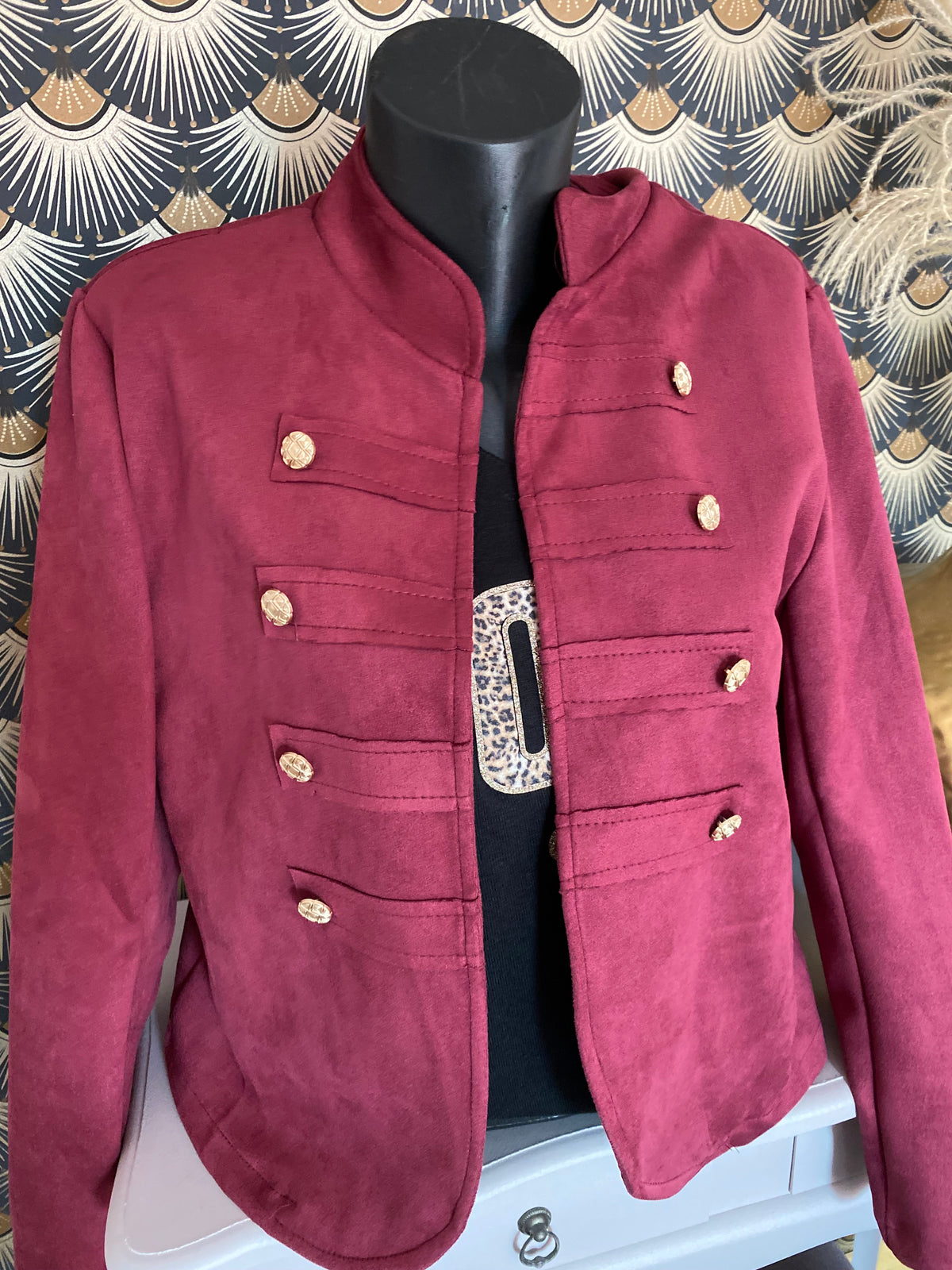 VESTE SUEDINE OFFICIER  TU 34/42 BORDEAUX