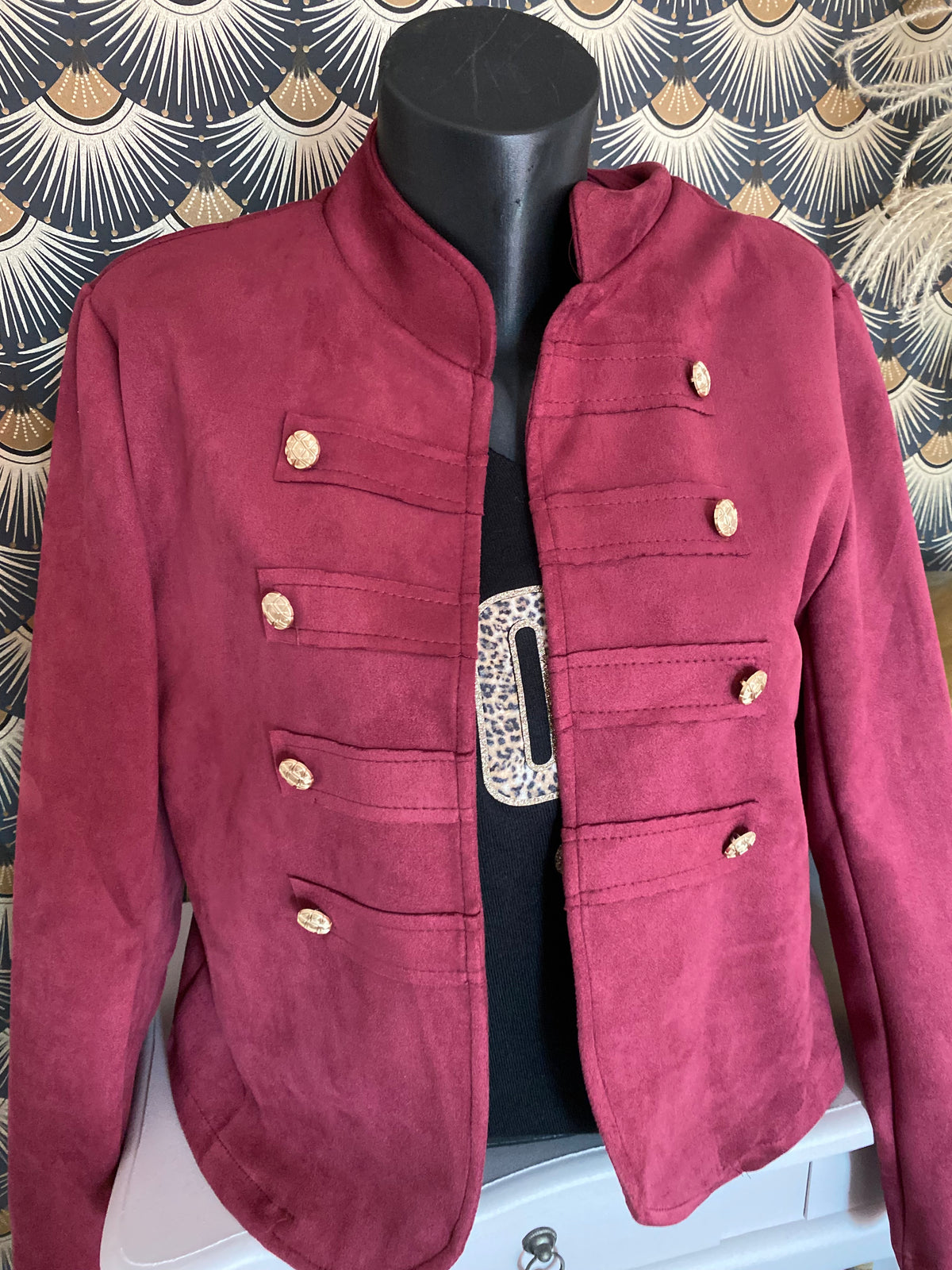 VESTE SUEDINE OFFICIER  TU 34/42 BORDEAUX