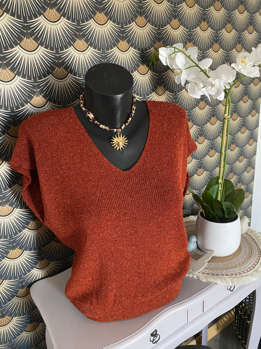 PULL FIN BRIQUE  36/44 petit 46