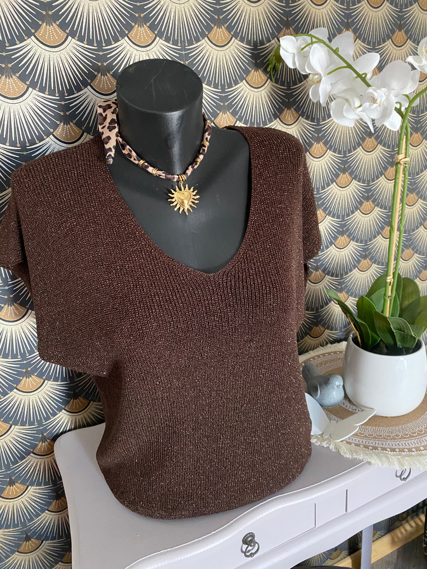 PULL FIN CHOCOLAT  36/44 petit 46