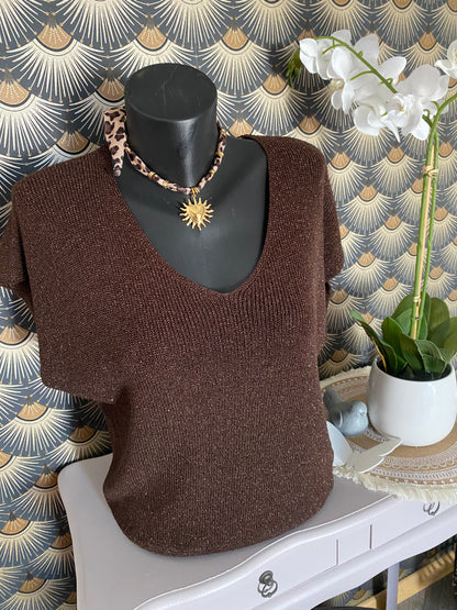 PULL FIN CHOCOLAT  36/44 petit 46