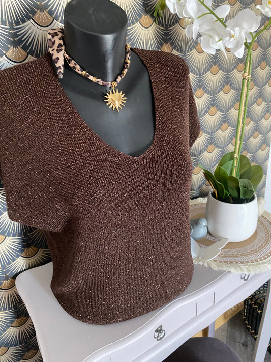 PULL FIN CHOCOLAT  36/44 petit 46