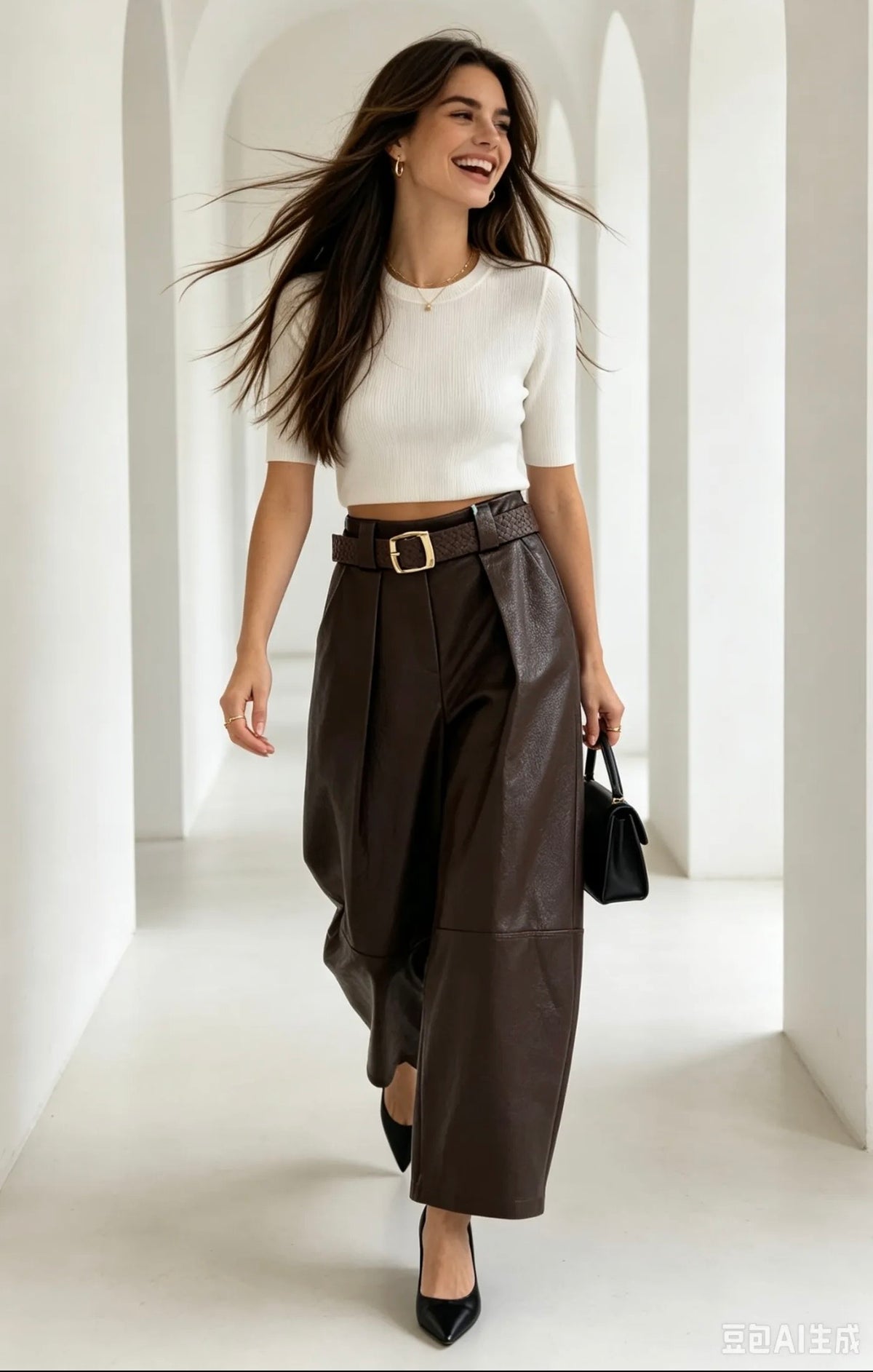 PANTALON SIMILI CUIR SEPT HUITIEME   CHOCO   TU 38/44