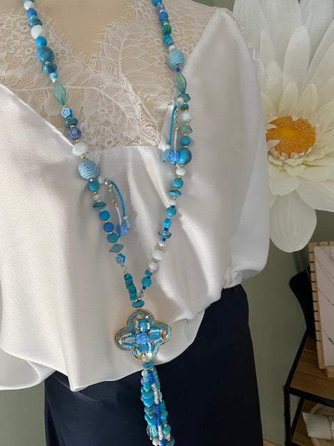 COLLIER SAUTOIR BOHEME BLEU