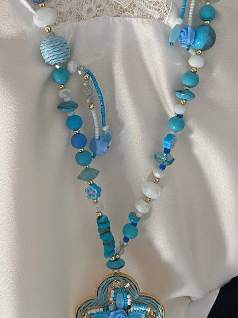COLLIER SAUTOIR BOHEME BLEU