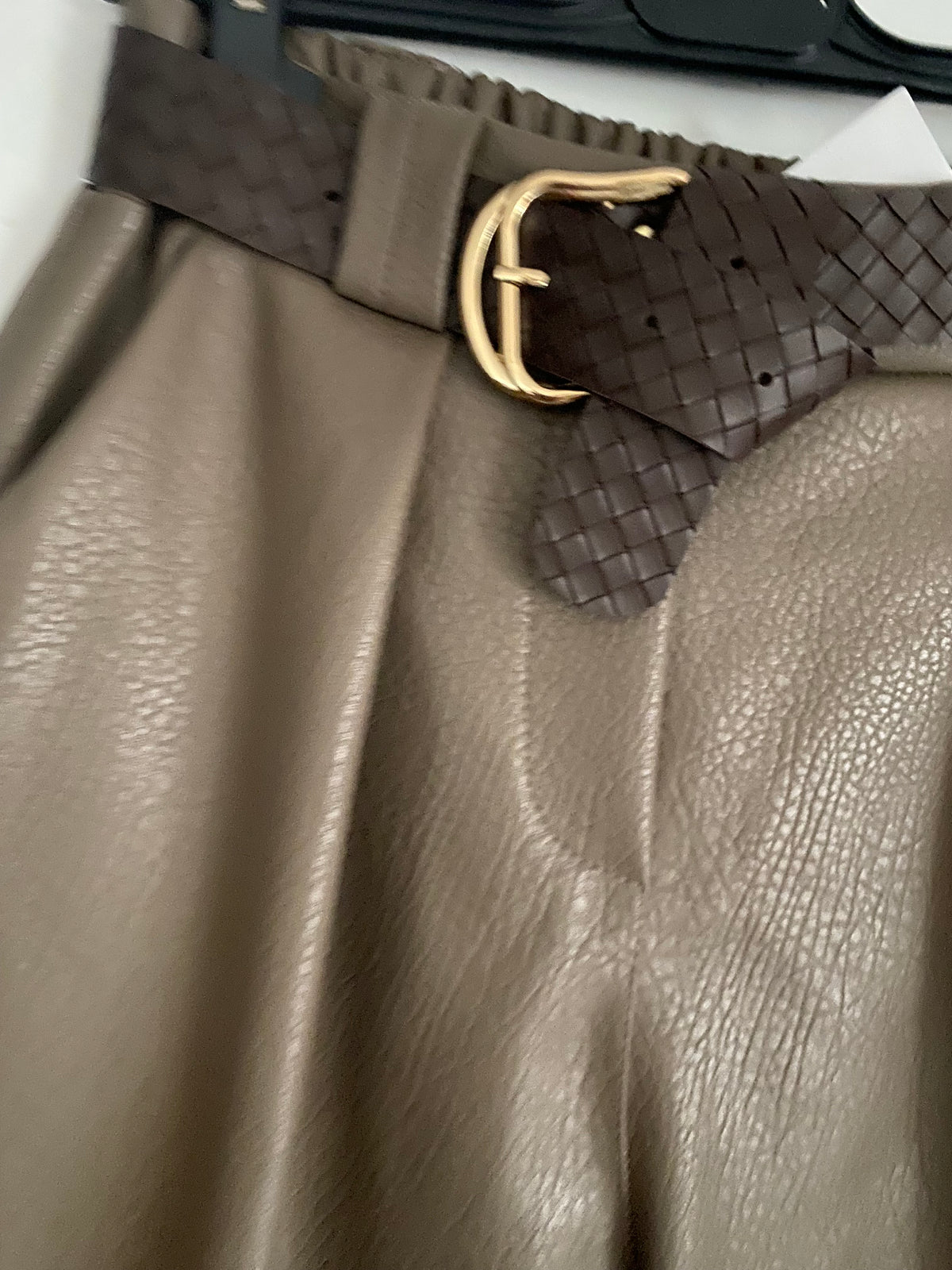 PANTALON SIMILI CUIR SEPT HUITIEME TAUPE  TU 38/44