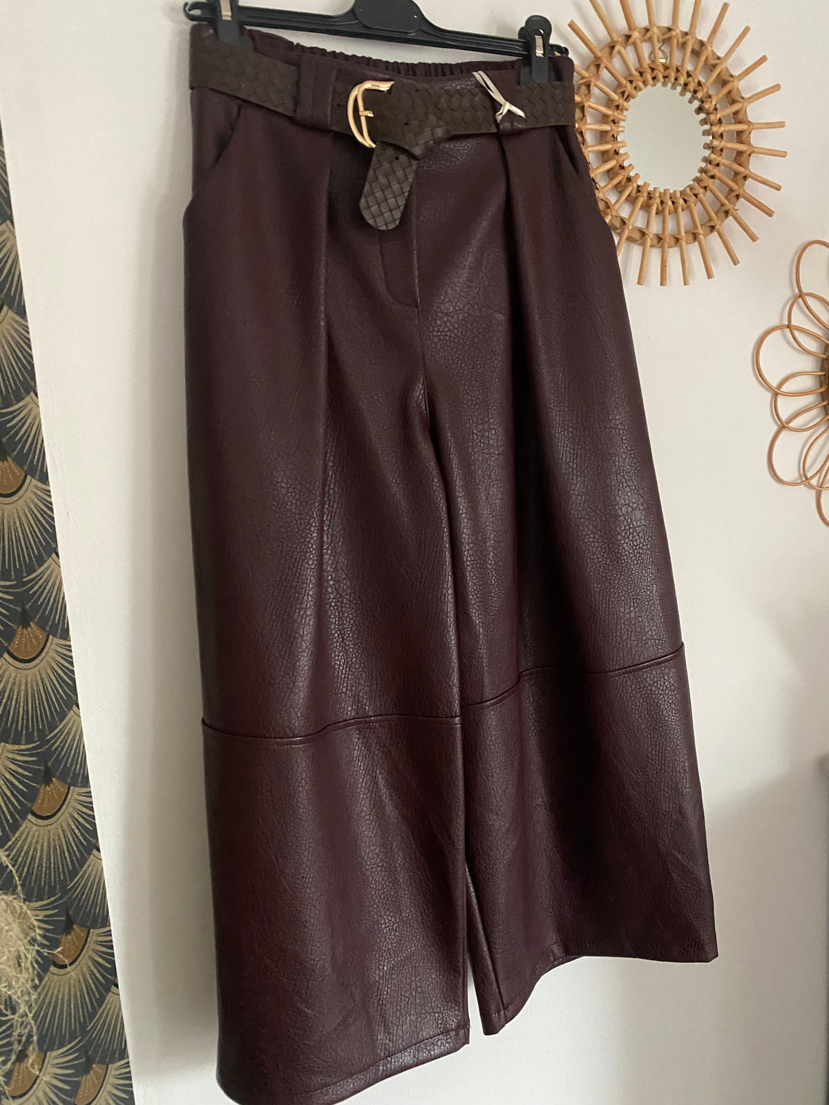 PANTALON SIMILI CUIR SEPT HUITIEME   BORDEAUX    TU 38/44