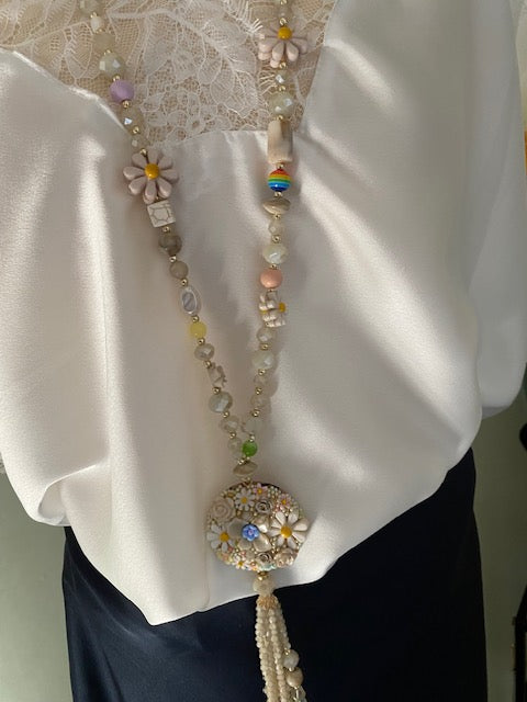 COLLIER SAUTOIR BOHEME PAQUERETTE BEIGE