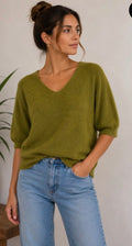 PULL RUDY 30% ALPAGA  VERT OLIVE  TU 36/42 COL V
