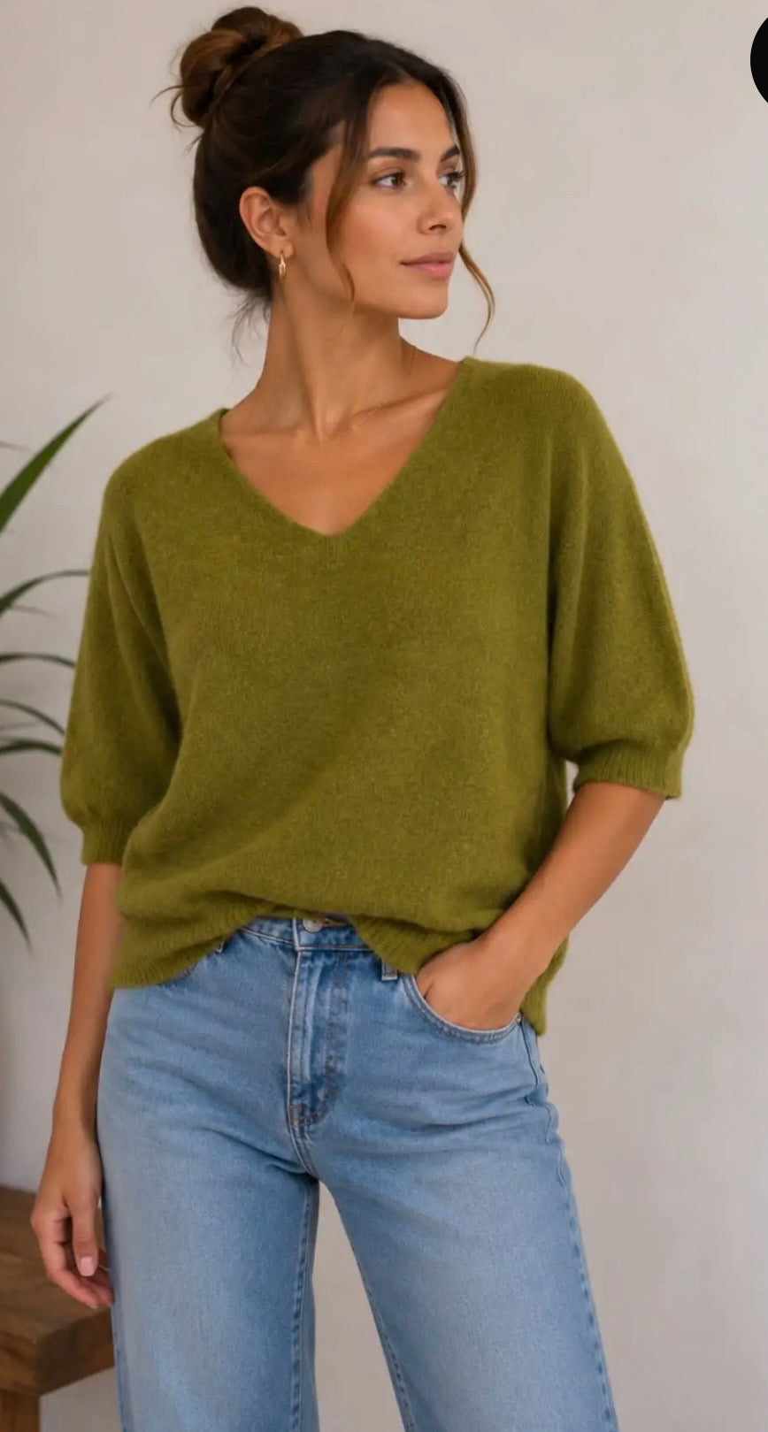 PULL RUDY 30% ALPAGA  VERT OLIVE  TU 36/42 COL V