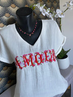 TOP AMOUR GAZE DE COTON     S/M  OU M/L