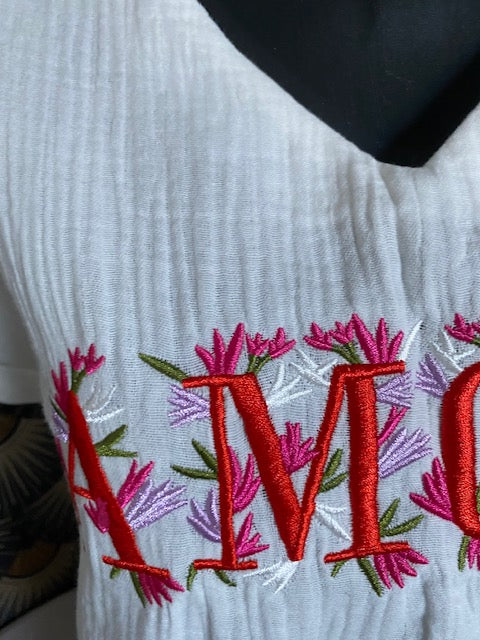 TOP AMOUR GAZE DE COTON     S/M  OU M/L