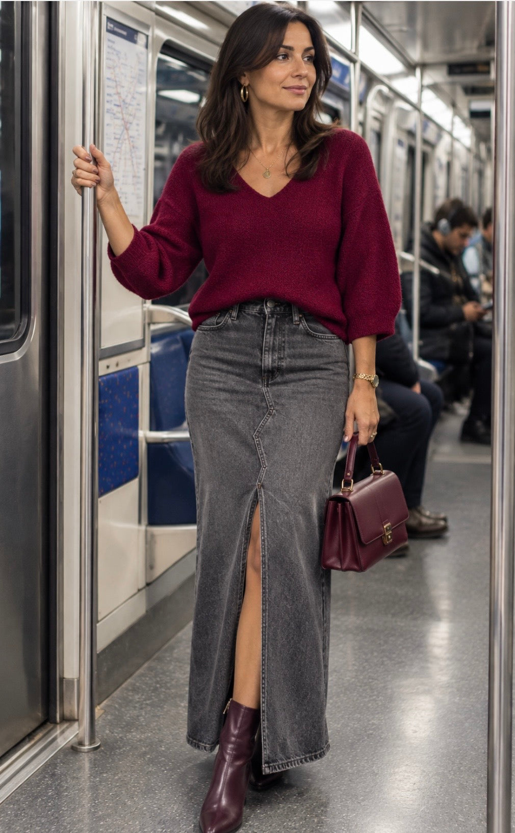 PULL RUDY 30% ALPAGA  BORDEAUX   TU 36/42 COL V