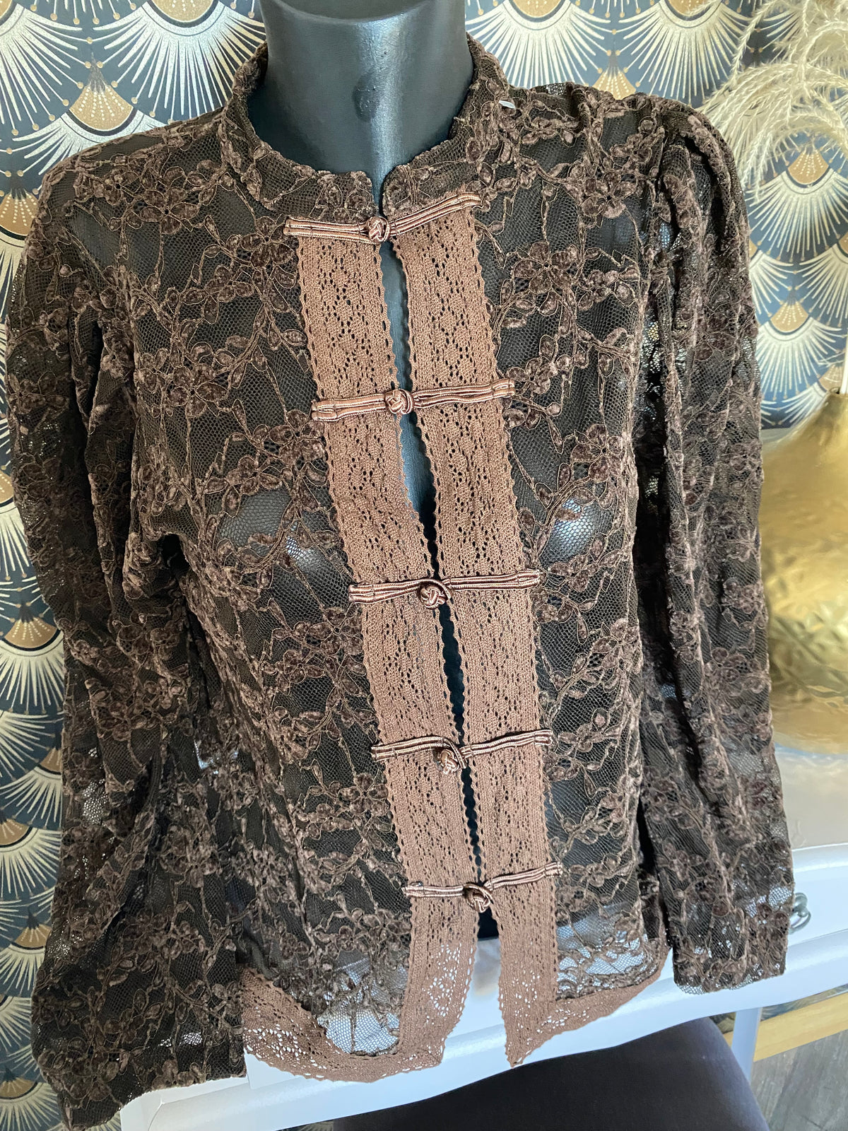 TOP DENTELLE OFFICIER TU 36/44 MARRON