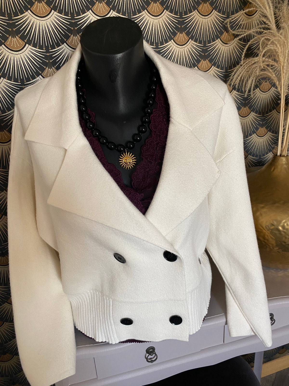 VESTE LAINAGE VALENTYNE ECRU  TU 36/42