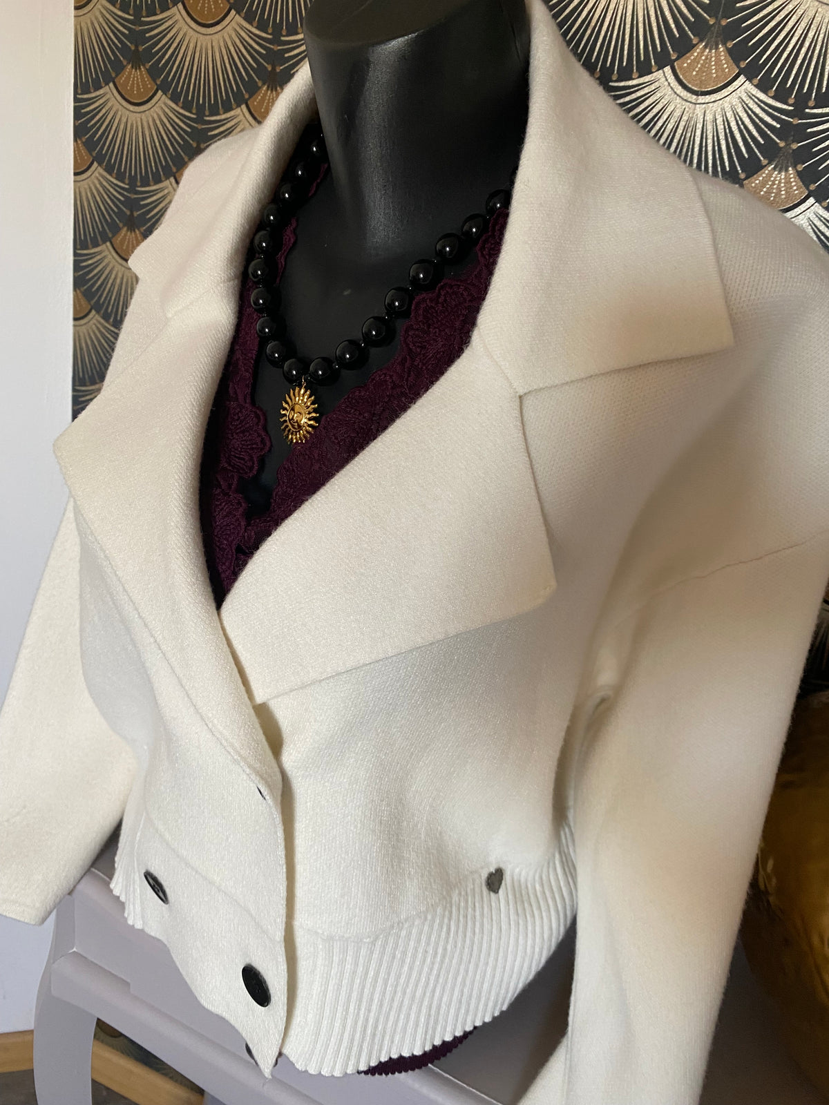 VESTE LAINAGE VALENTYNE ECRU  TU 36/42