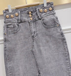 JUPE EN JEAN STRETCH GRISE   TAILLES : 34/36/38/40/42