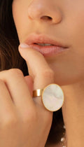 BAGUE RONDE ACIER INOXYDABLE ET NACRE