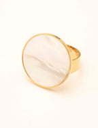 BAGUE RONDE ACIER INOXYDABLE ET NACRE