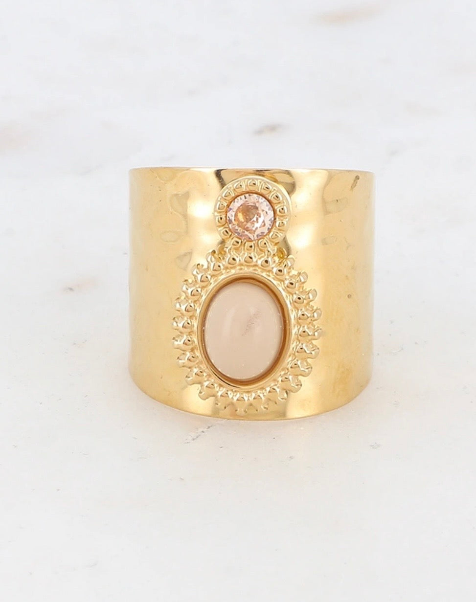 BAGUE SAMANTHA CRISTAL TAILLE BEIGE
