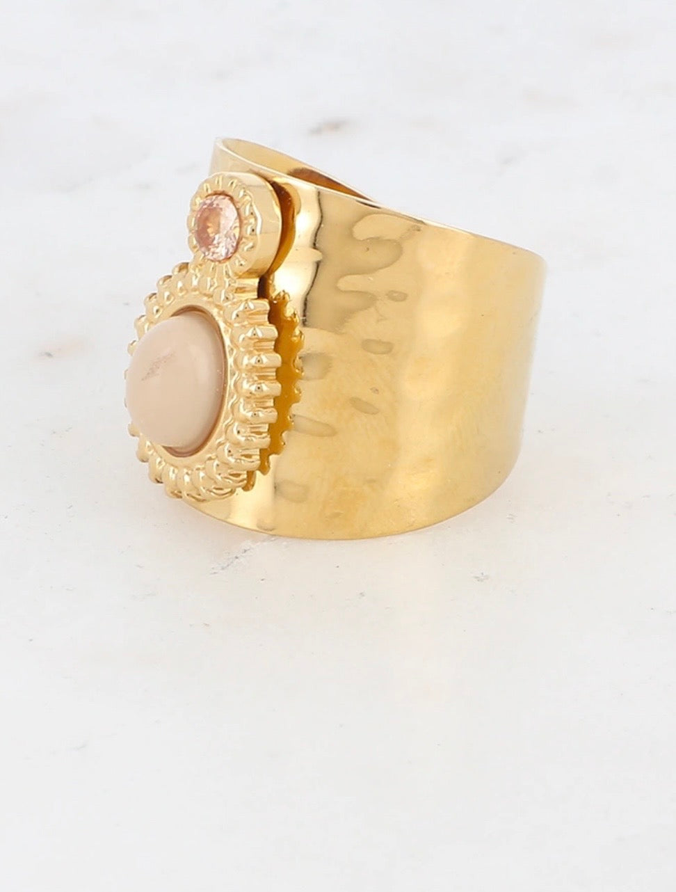 BAGUE SAMANTHA CRISTAL TAILLE BEIGE